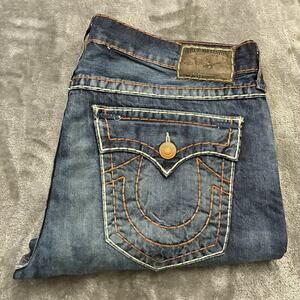 True Religion World Tour Mens Ricky Super T Distressed Denim Jeans USA 40 Y2K